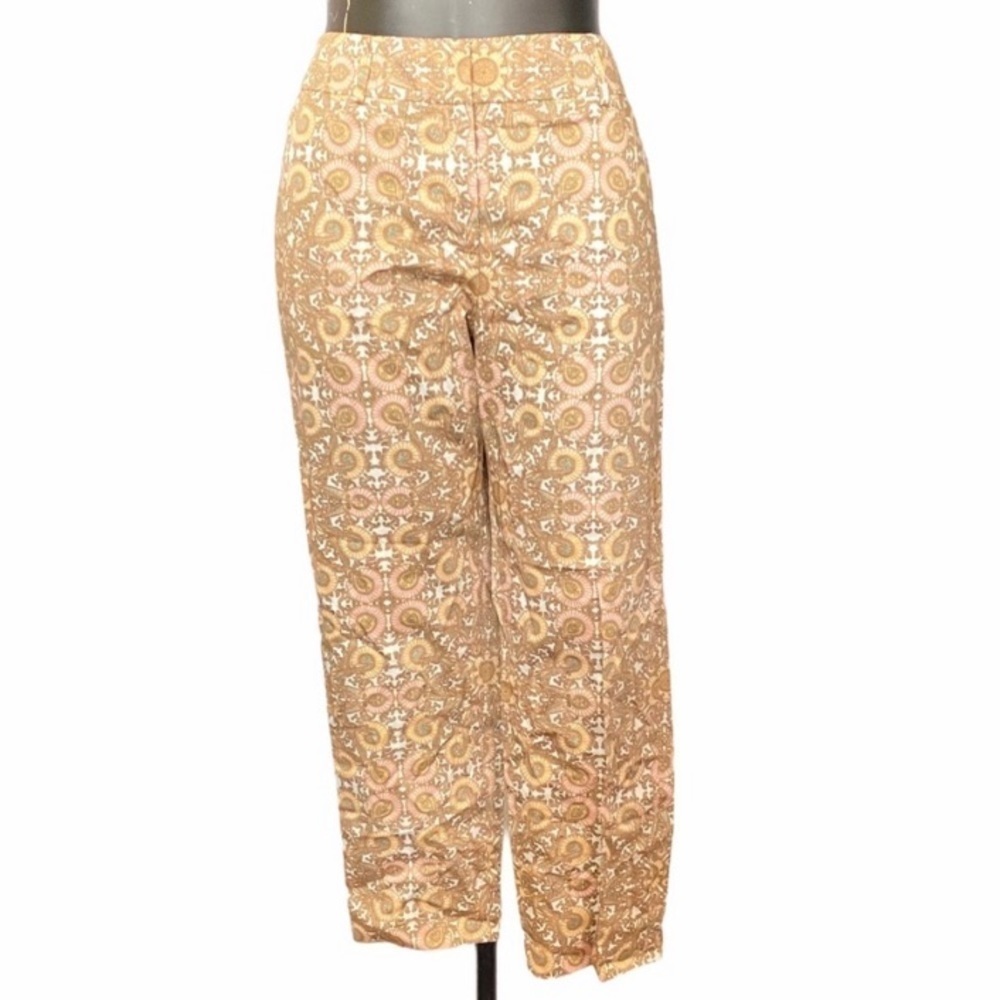 Pendleton Medallion Print Cotton Cropped Trousers Gold Tan